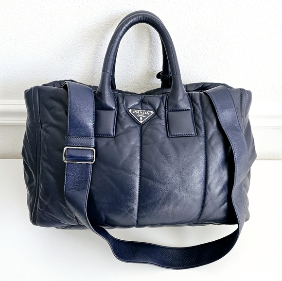 Prada Navy Blue Genuine Leather 3-way Bag - Picture 4 of 15